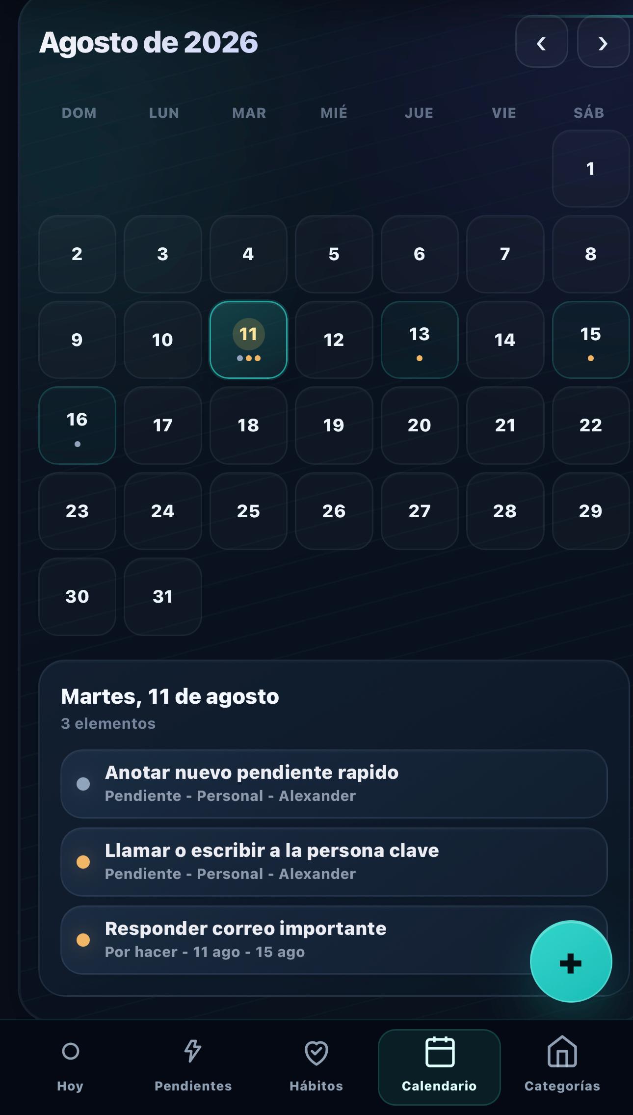 Vista Calendario